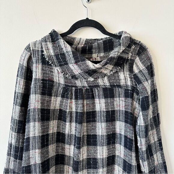 Free People-Walk In The Park Plaid Cowl Neck Tunic Top - Picture 7 of 12